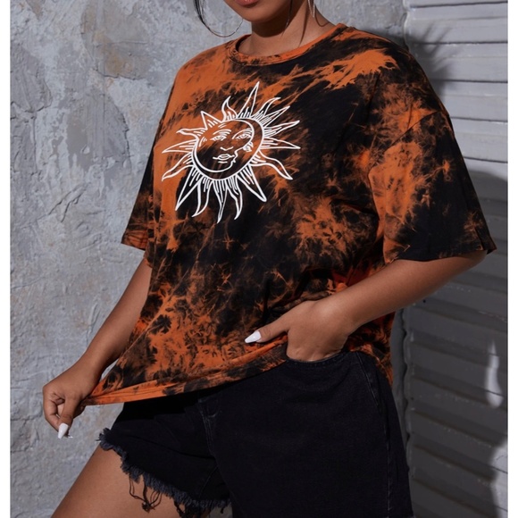 Shein Curve Women’s Celestial Bleached Tie Dye Tee (Size 18/3XL) - Picture 5 of 10
